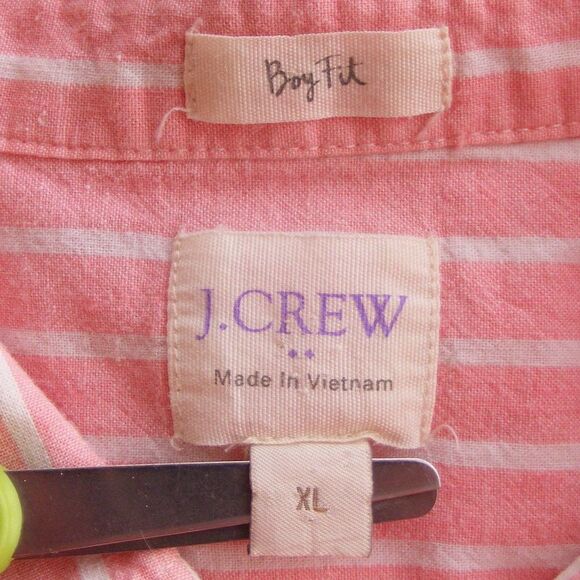J. CREW Factory Blouse, XL, Boyfit/Boyfriend, Popover, Pocket, Salmon - Picture 10 of 10